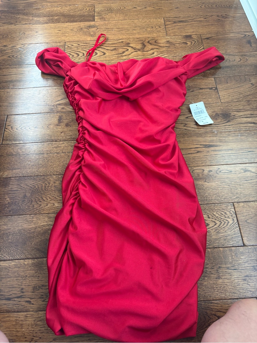 Windsor Red One-Shoulder Ruched Cocktail Dress
